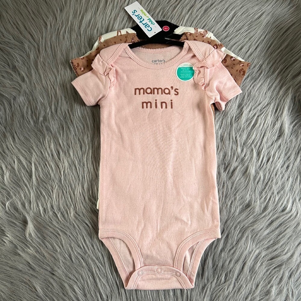 Carter's Child Of Mine Bodysuits Baby Girls Size 18 Months Three Piece Cotton